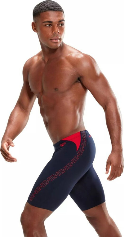 Rroba banje jammer Speedo Hyper Boom Splice, ECO Endurance+, për burra, blu e errët me të kuqe