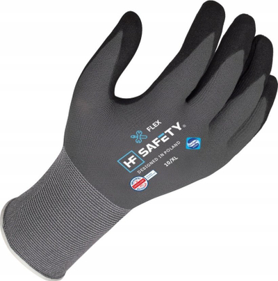 Doreza pune Extralink HF Safety Flex, madhësia 6 XS, set me 12 copë, gri me të zezë