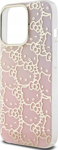 Капак за телефон Hello Kitty IML Gradient Crowded Kitty Head за iPhone 14 Pro, TPU, розова со сина