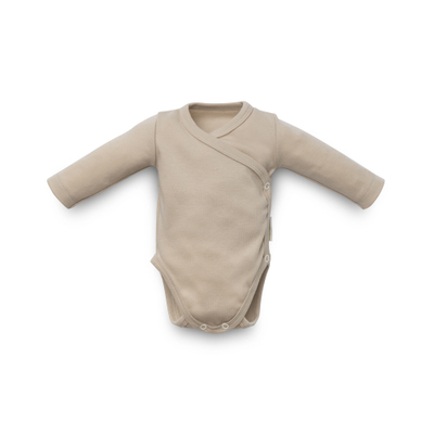 Body bebe Kenguru Gold Hazelnut, 100% pambuk organik, mëngë të gjata, bezhë