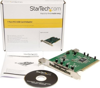 Kartë kontrolluese USB StarTech, 7 porta, PCI, e zezë