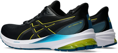Патики за трчање Asics GT 1000 12 за мажи, амортизација FlyteFoam, гумен ѓон, црни