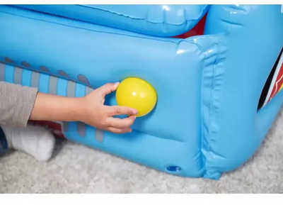 Makine lodër fryrëse Bestway Fisher Price 93577, me topa, 1.17m x 76cm x 61cm, blu