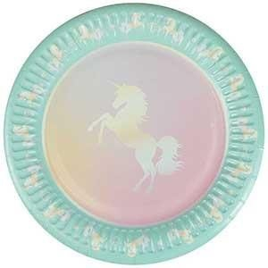 Pjata letre dekorative Unicorn, 8 copë, rozë dhe turkeze