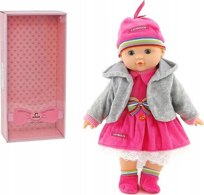 Kukull bebe Adar 516724, 40cm, me zë polonisht, rozë gri