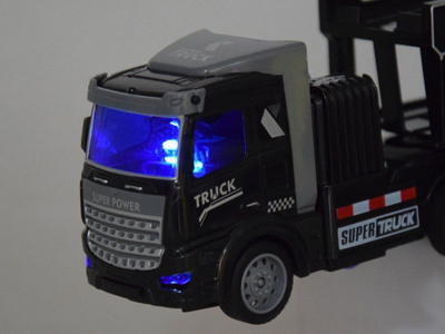 Kamion lodër me telekomandë Super Truck RC0565, 27MHz, me rimorkio transportuese, i zi