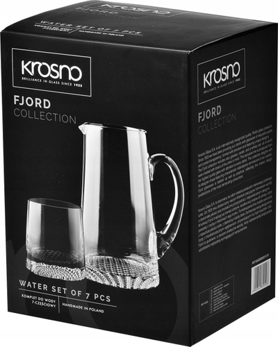 Сет бокал и 6 чаши Krosno Fjord, 300ml, 1L, транспарентен