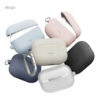Etui silikoni Elago për AirPods Pro 3, me karabinë, rri fiks, i zi