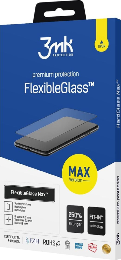 Xham mbrojtës 3MK FlexibleGlass Max për Samsung Galaxy A52 A52 5G, 0.2mm, mbulim i plotë, transparent