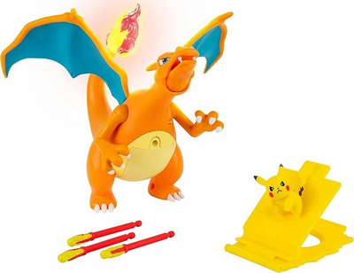 Figurë lodër Pokémon Jazwares Flame and Flight Charizard, 15cm, interaktive me drita dhe zëra, portokalli