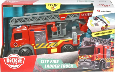 Играчка камион противпожарно возило Dickie SOS Fire Truck Rosenbauer, 23 cm, со светла и звуци, црвен