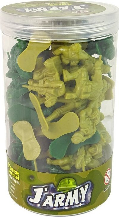 Set lodrash ushtarë plastikë “Military”, 40 copa, 5 cm, jeshil edhe verdhë