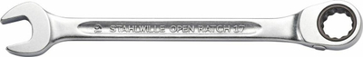 Çelës unazë me racë Stahlwille OPEN RATCH 17a, 7/16", çelik kromi, ngjyrë argjendi
