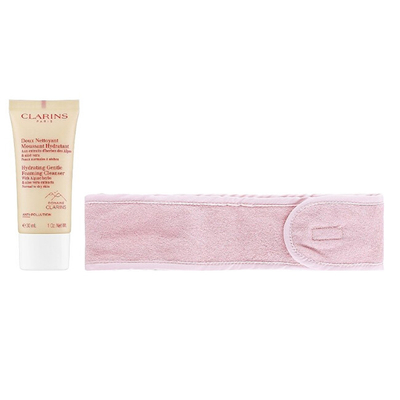 Set për kujdesin ndaj lëkurës Clarins Cleansing Essentials Set Gift Set, shkumë pastruese 30 ml + shirit koke