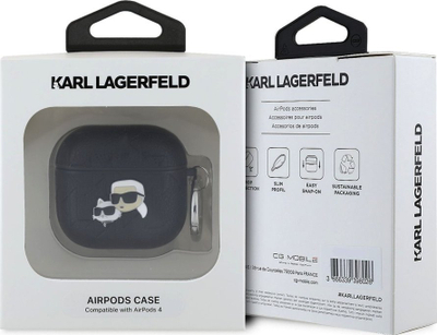 Mbulesë Karl Lagerfeld KLA4PGKCPK për AirPods 4, PU Embossed, e zezë