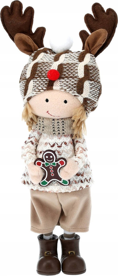 Figurë Krishtlindjesh pelushi Home Styling, 38 cm, dekor tavoline, bezhë