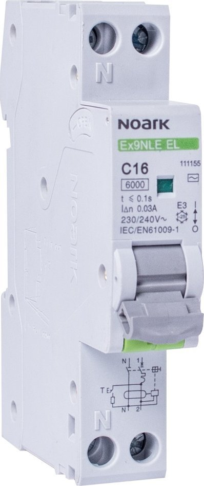 Ndërprerës diferencial 1 modul Noark 1PN B16, 30mA, gri