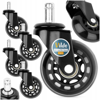 Rrota zyre Vilde prej gome për karrige, 6.3 cm, kunj 10 mm, set 5 copë