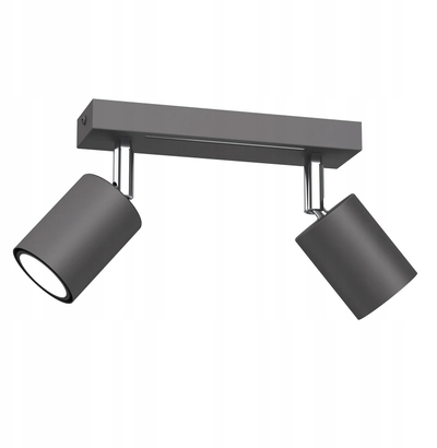 Plafonierë tavani Luminex Striper 4464, 2x GU10, metal, gri e errët