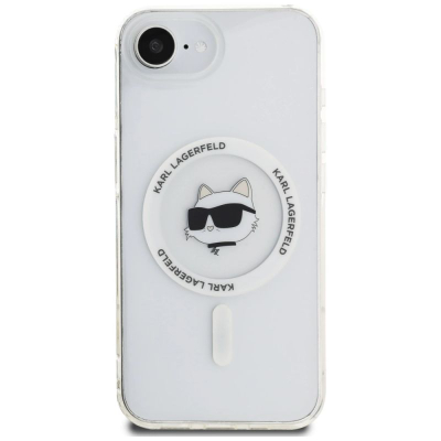 Заштитна маска за телефон Karl Lagerfeld IML Choupette Head за iPhone 16E 6.1", MagSafe, бела