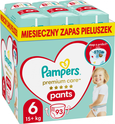 Пелени-панталони Pampers Pants Premium Care 6, 15+ kg, 93 парчиња