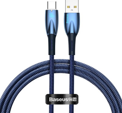 Kabllo USB Baseus Glimmer USB A në USB C, 100W, 1m, blu