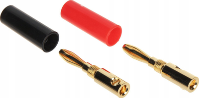Konektorë banana PROLINK BAN-PLUG-V2, set 2 copë, të artë, kuqe edhe zi