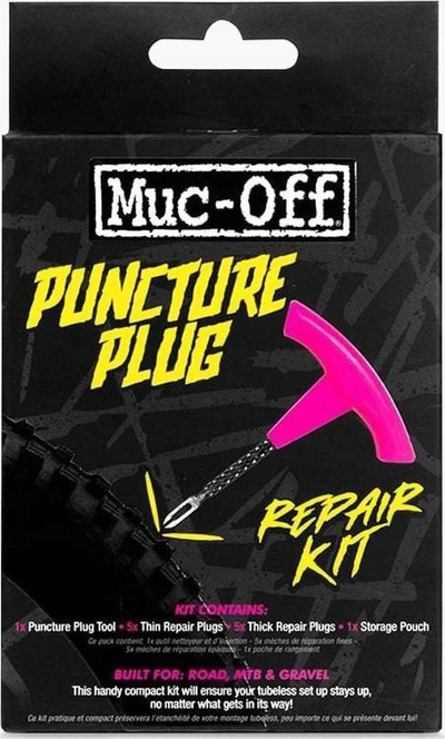 Set për ndreqje gomash tubeless Muc-Off Puncture Plug Repair Kit, me tapa rezervë, me çantë për mbajtje