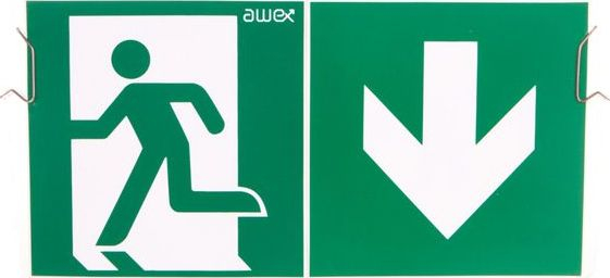 Shenja Exit AWEX ETE/PLX/PU31,PU41, e bardhë/e gjelbër