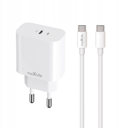 Karikues rrjeti Maxlife MXTC 06 20C, 20W, USB C PD QC, i bardhë