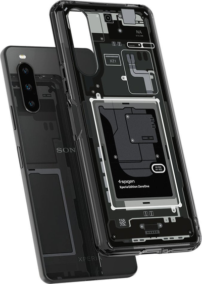 Kapak telefoni Spigen Ultra Hybrid Zero One për Sony Xperia 10 V, transparent, i zi gri