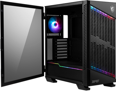 Kase gaming MSI MPG Velox 100P Airflow ARGB, ATX, xham i temperuar, e zezë