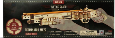 Lodër druri për montim Robotime Wooden Shotgun Pistol, 170 pjesë, mekanizëm me shirita gome, ngjyrë druri