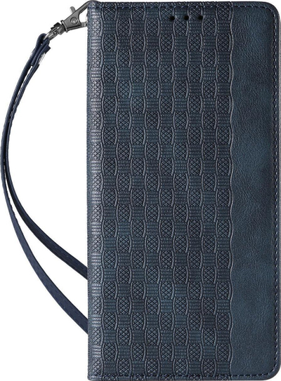 Këllëf telefoni Hurtel Magnet Strap Case për Samsung Galaxy S23 Ultra, me kapak portofol edhe stand, blu