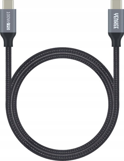 Kabllo USB-C Yenkee YCU 341, USB-C me USB-C, 1.5 m, 100 W, gri