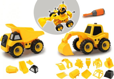 Lodër ndërtimi Jamara 405168 Construction Vehicle Set 9in2, set automjetesh pune, 2 shasi, e verdhë