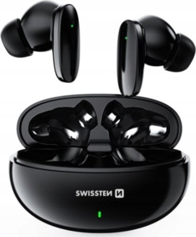 Kufje Bluetooth Swissten TWS Sonic, true wireless, me kuti kariku, të zeza