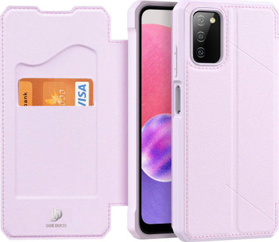 Mbulesë telefoni Dux Ducis Skin X për Samsung Galaxy A03s, me kapak, me xhep kartash, rozë