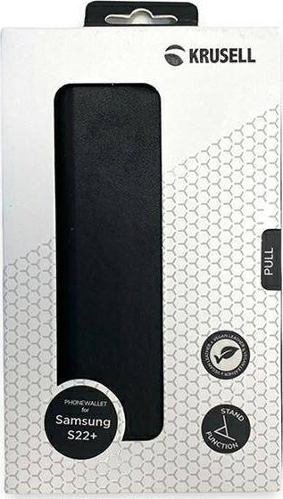 Këllëf portofol Krusell PhoneWallet për Samsung Galaxy S22 Plus, 3 xhepa kartash, mbyllje me magnet, i zi