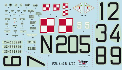 Model aeroplani Mirage PZL-37B ŁOŚ 872092, plastik, për me e montu