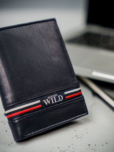 Portofol lëkure Always Wild, për burra, RFID, i zi
