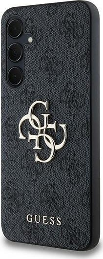 Kapak telefoni Guess PU 4G me logo metal, për Samsung Galaxy A35 5G, gri