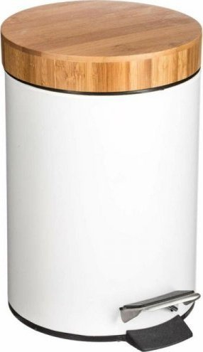 Kosh me pedale 5five Natureo, 3L, bambu, i bardhë