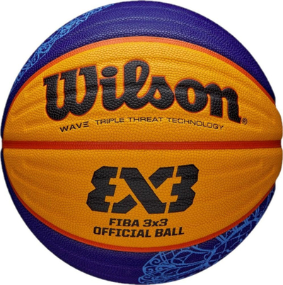 Top basketbolli Wilson FIBA 3X3 Paris 2024, madhësia 6, zyrtar, vjollcë portokalli