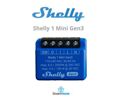 Ndërprerës me një rele SHELLY 1 Mini Gen3, WiFi & Bluetooth, KNXnet / IP communication