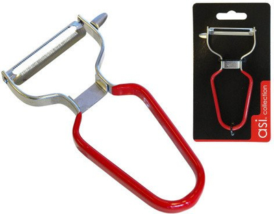 Thikë qëruarëse perimesh ASI, formë Y, çelik inox, dorezë e kuqe PVC