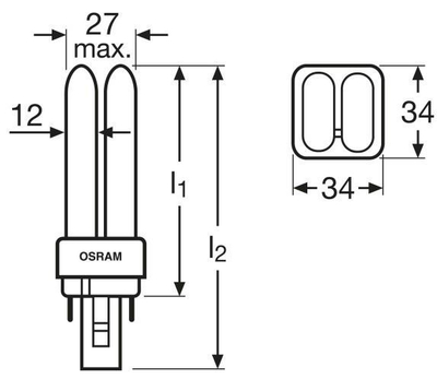 Llambë fluoreshente kompakte Osram Dulux D G24d-2, 18W