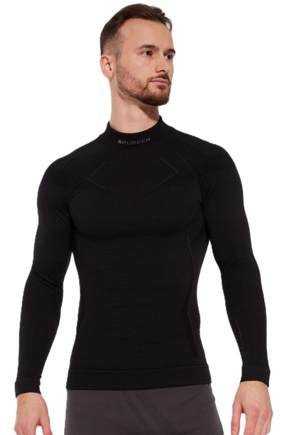 Термоактивна блуза Brubeck Extreme Merino за мажи, мерино, големина L, црна