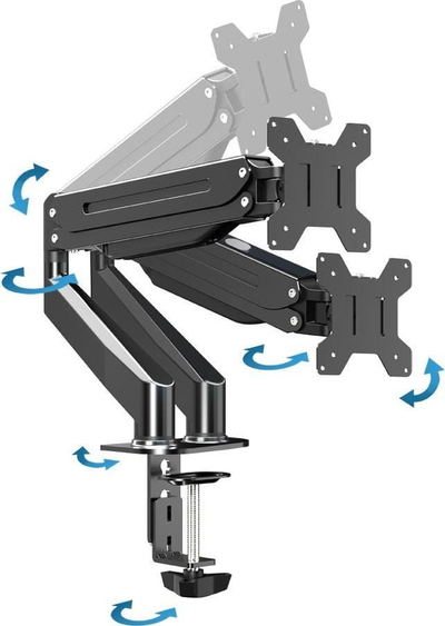 Држач за на маса за монитори Есперанца ERW020, два монитори 17"-27", ВЕСА 75x75 100x100, црн