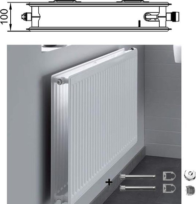Radiator panel Kermi Profil V Type 10, 600x900 mm, valvul majtas, i bardhë